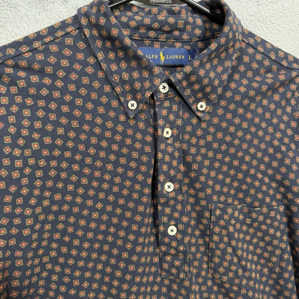 Ralph Lauren Long Sleeve Polo Shirt Men's‎ Large Pocket All Over Print